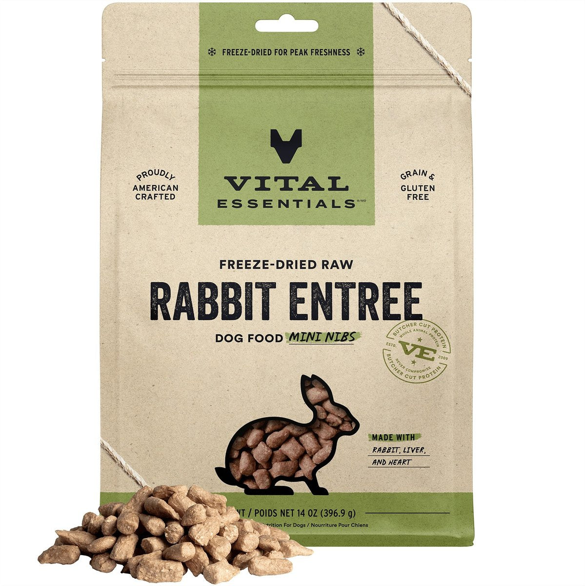Vital Essentials Freeze-Dried Raw Rabbit Entree Mini Nibs Dog Food