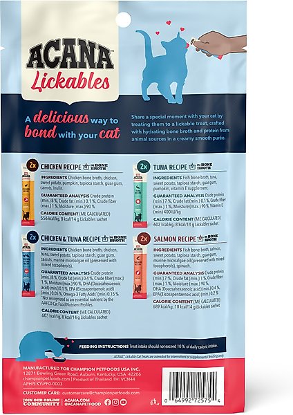 ACANA Lickables Cat Treats Variety Pack, 4 oz., Count of 8
