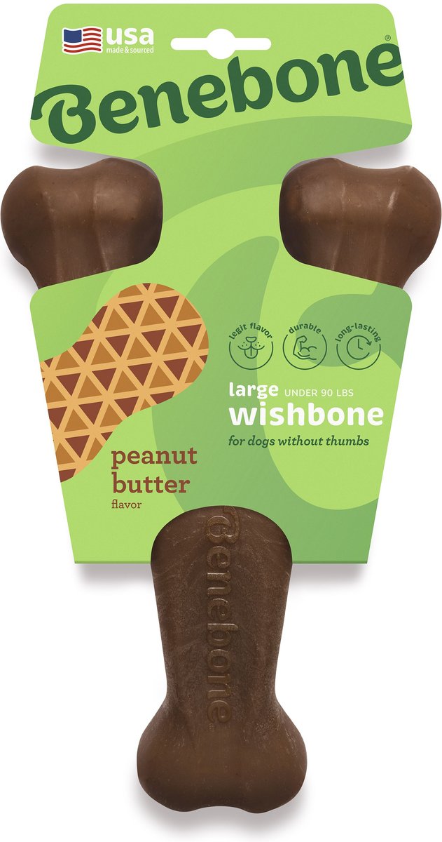 Benebone Dog Wishbone Peanut Butter Flavor Chew Toy