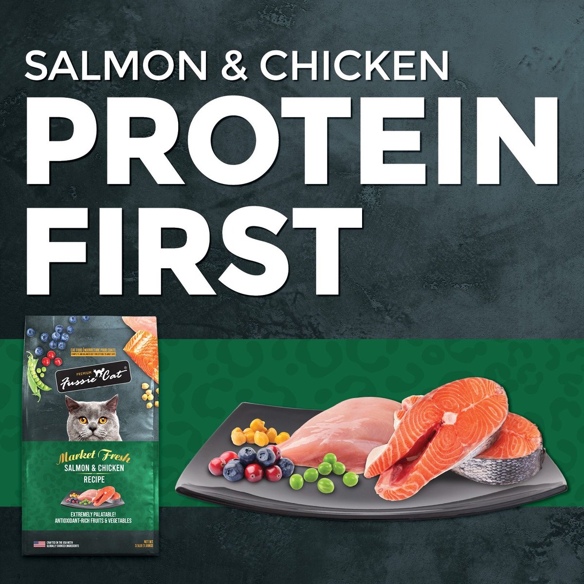 Fussie Cat Market Fresh Grain-Free Salmon and Chicken Dry Food