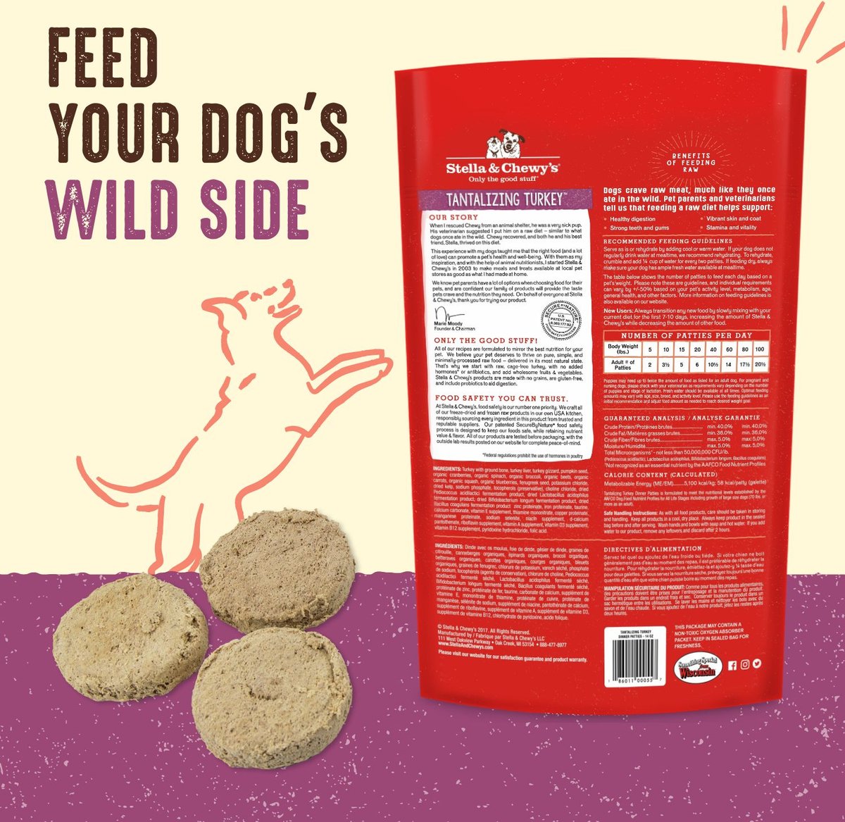 Stella & Chewy's Dog Tantalizing Turkey Dinner Patties Freeze-Dried Raw Dog Food