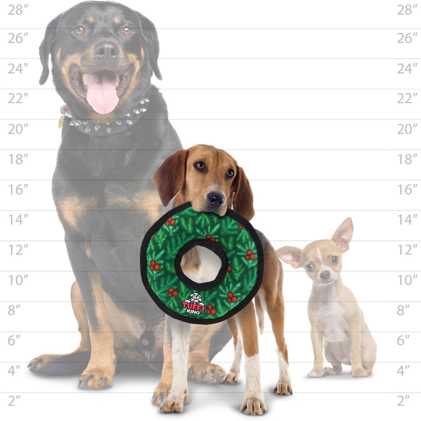 Tuffy Holiday Medium Ring Wreath, Durable Squeaky Dog Toy