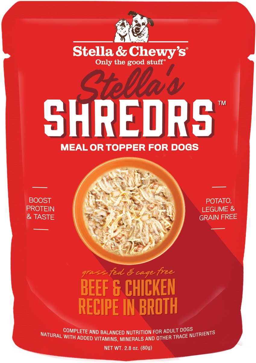 Stella & Chewy's Dog Shredrs Meal Topper Recipe in Broth