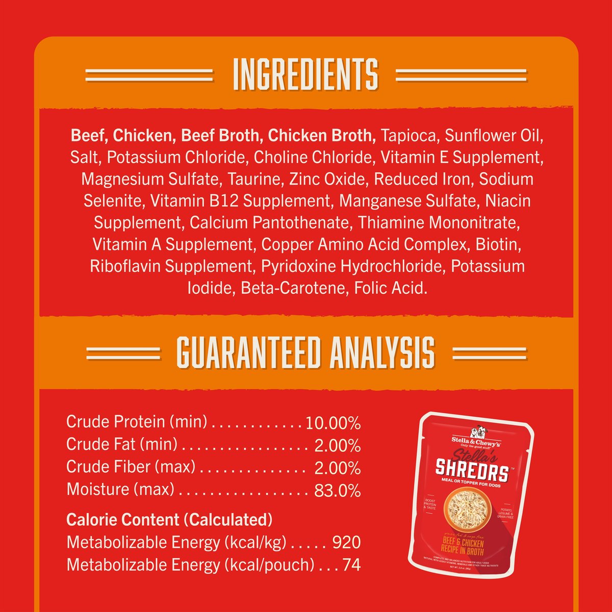 Stella & Chewy's Dog Shredrs Meal Topper Recipe in Broth