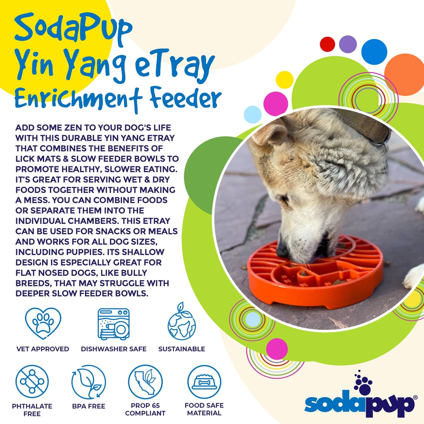 SodaPup Shallow Slow Feeder Tray, Yin Yang