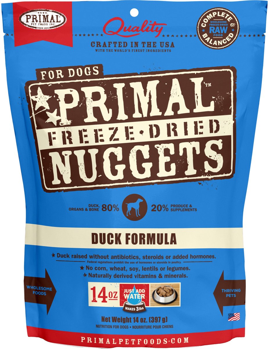 Primal Dog Freeze-Dried Grain Free Duck Recipe Nuggets