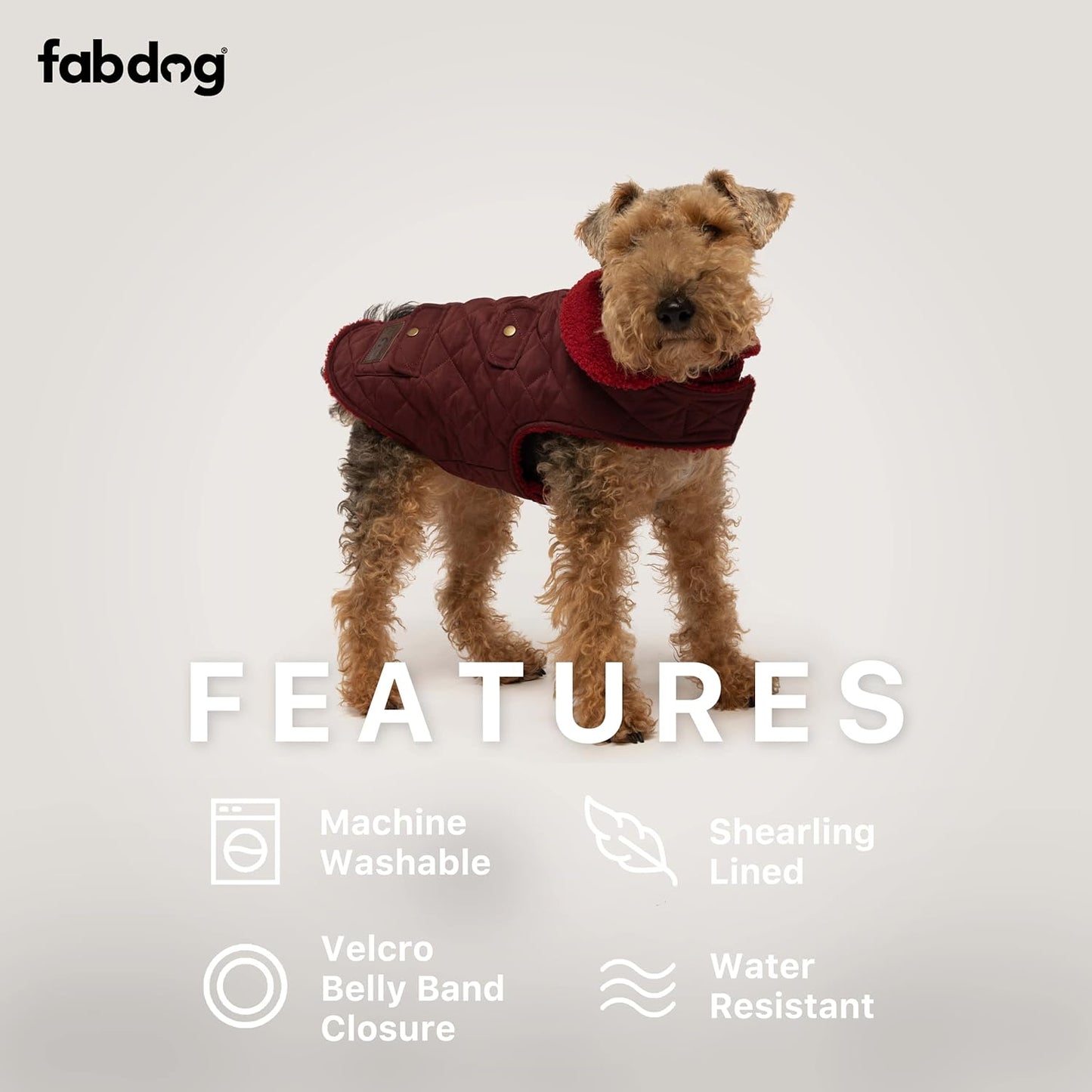 Fabdog Soft & Durable Quilted Shearling Dog Coat