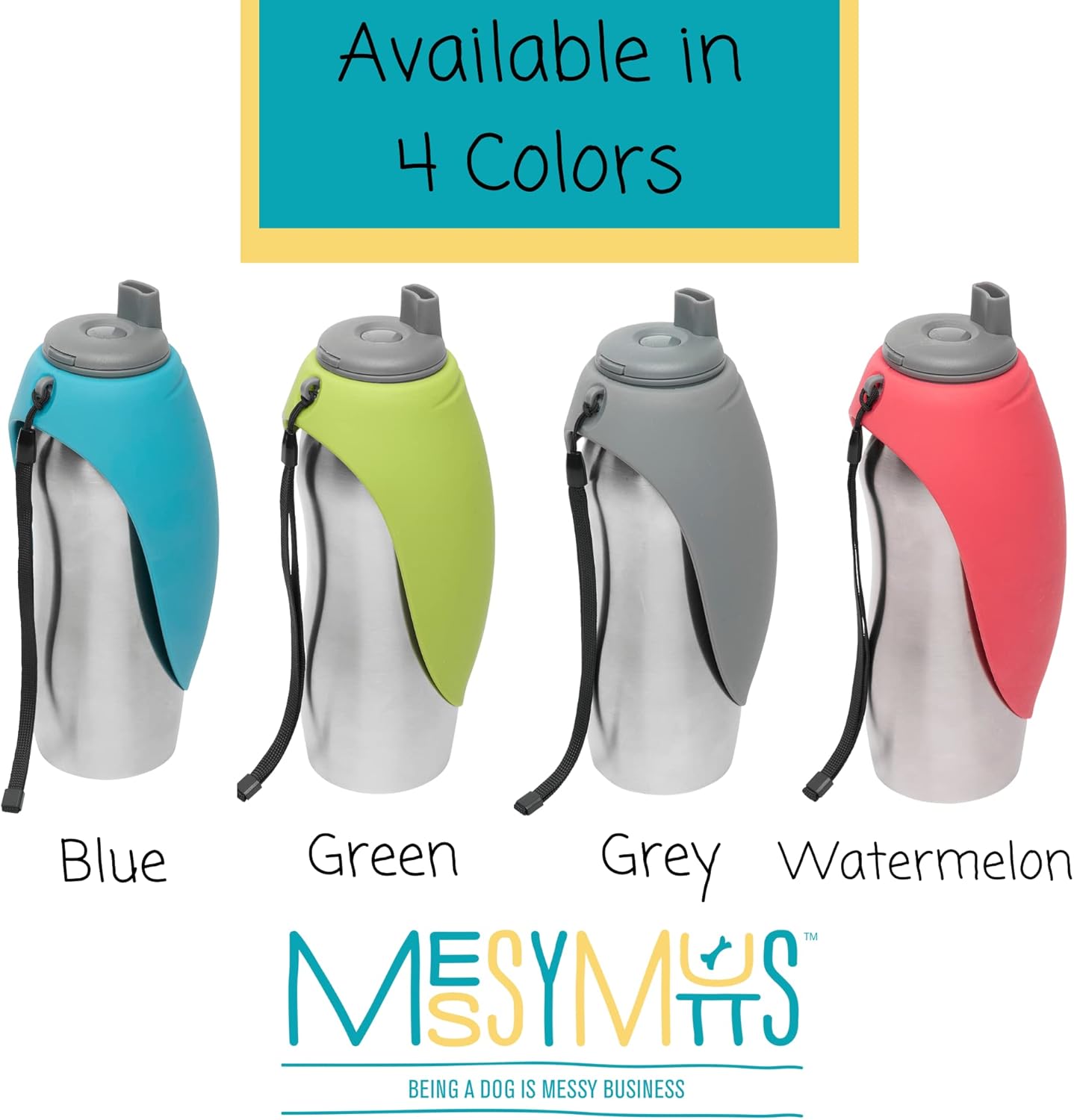 Messy Mutts Dog Stainless w/Silicone Travel Water Bottle
