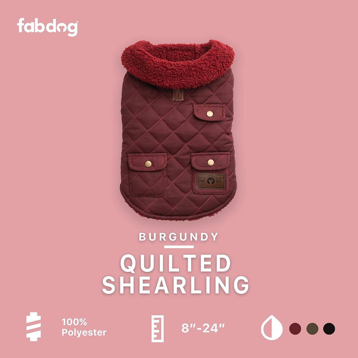 Fabdog Soft & Durable Quilted Shearling Dog Coat
