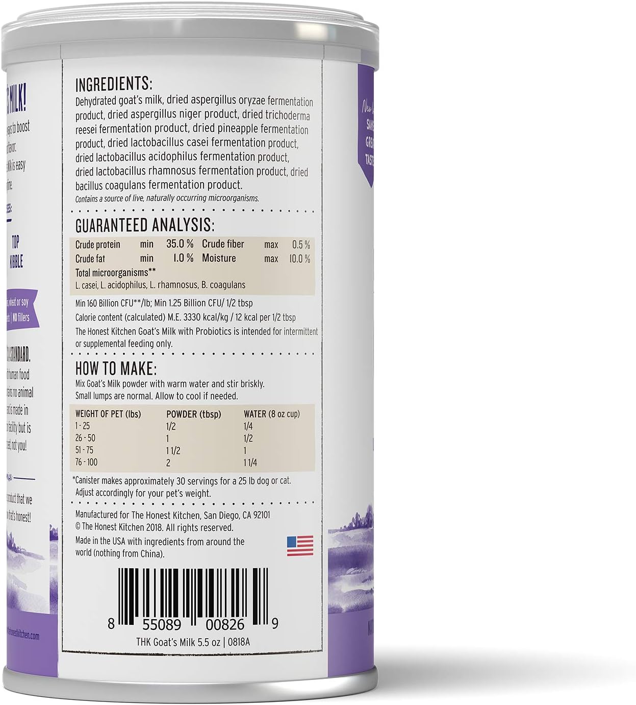 The Honest Kitchen Instant Goat's Milk With Probiotics for Dogs and Cats