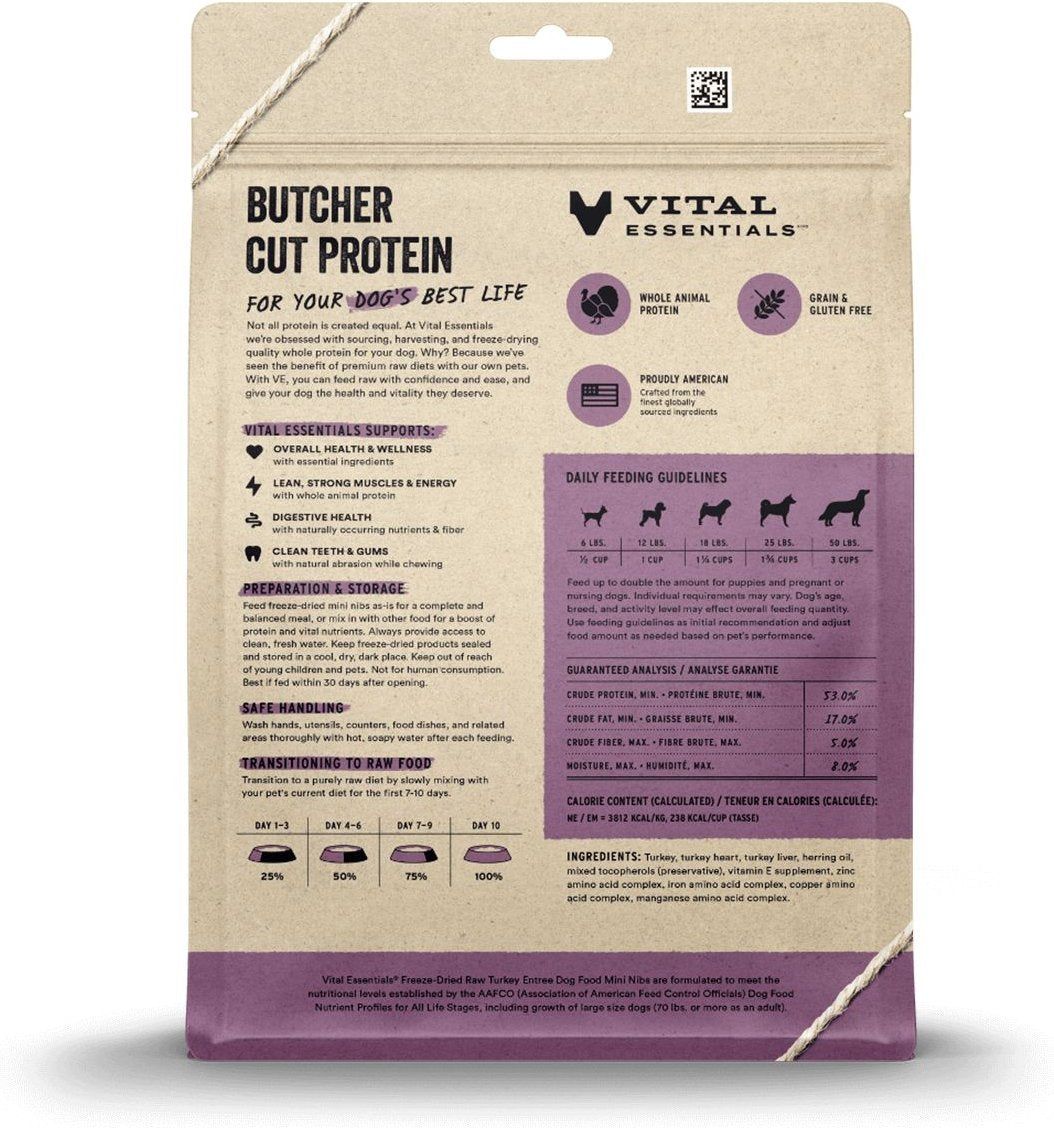 Vital Essentials Freeze-Dried Raw Turkey Entree Mini Nibs Dog Food