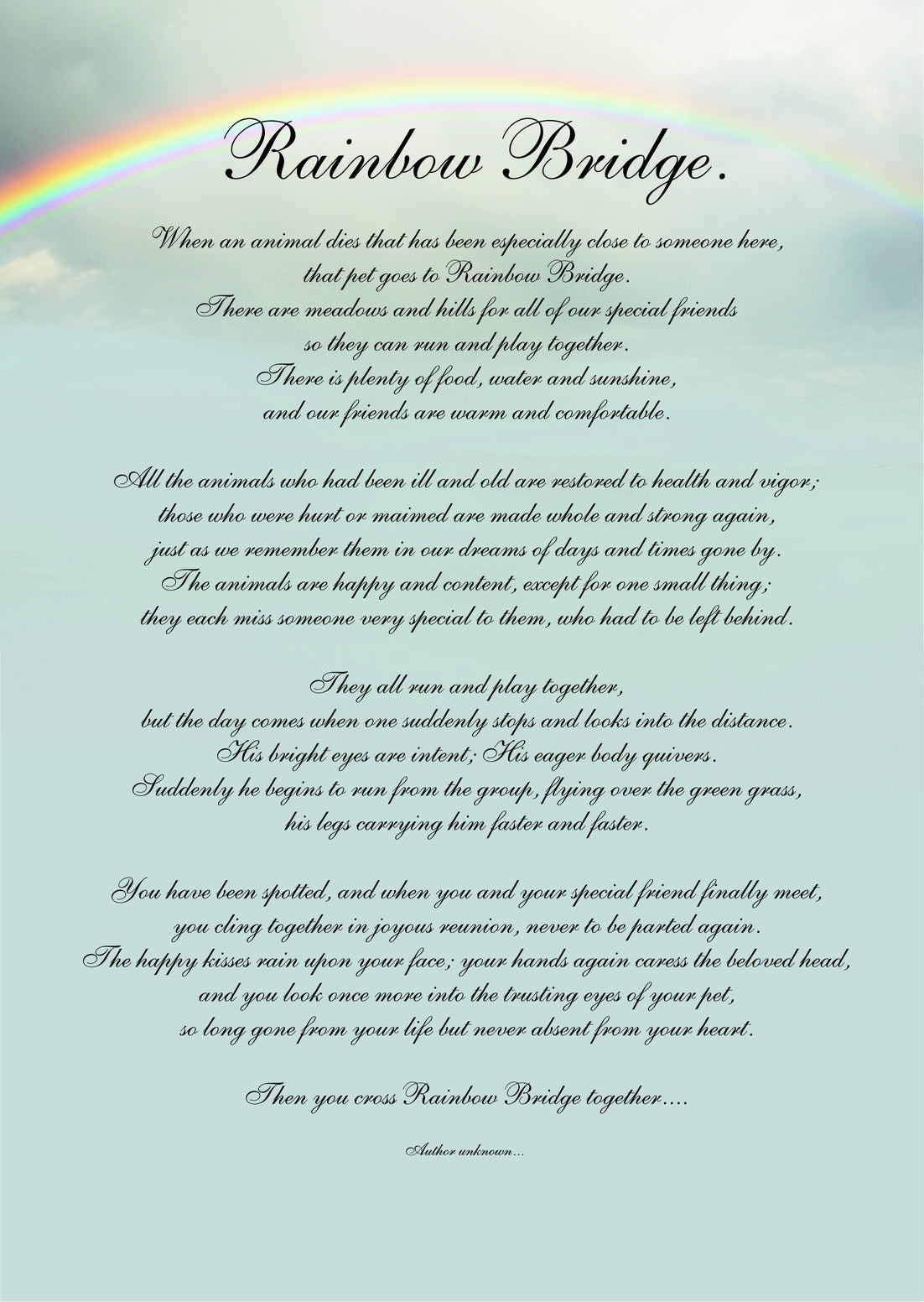 Dog Speak "Rainbow Bridge" Sympathy Card