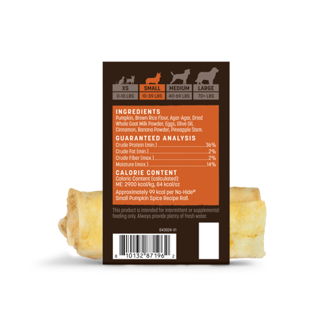 Earth Animal No-Hide Dog Pumpkin Spice Roll Treat
