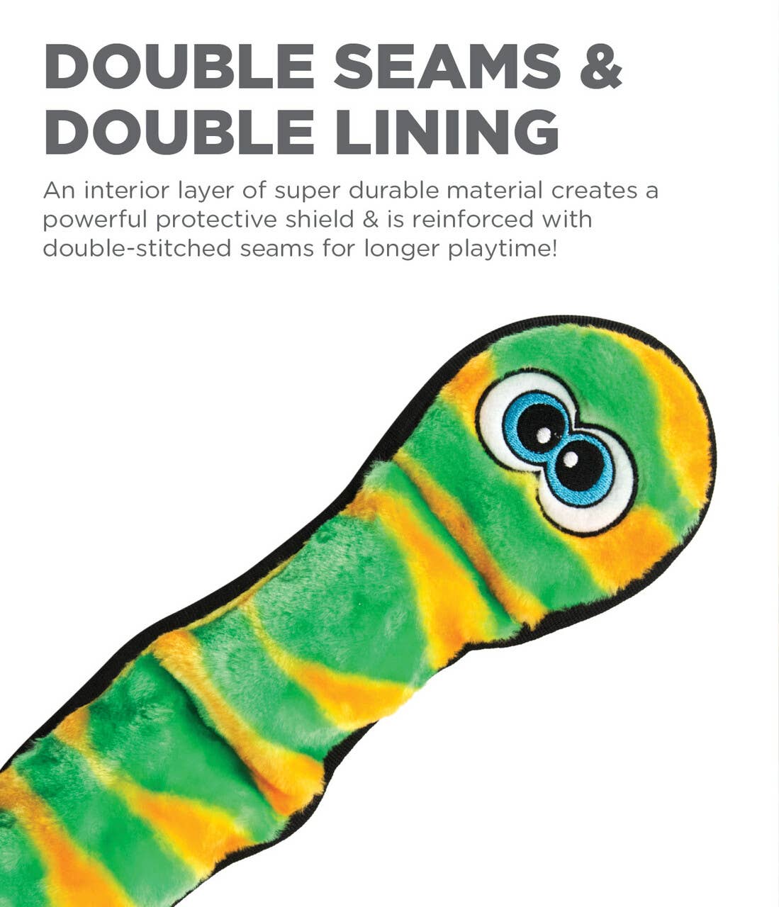 Outward Hound Invincibles Snake Durable Plush Toy, Green, XX-Large