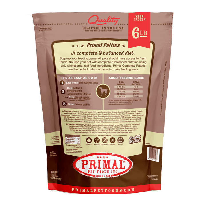 Primal Dog Raw Frozen Pork Patties