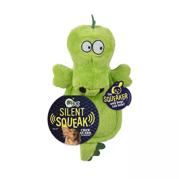 GoDog Hear Doggy Gator Silent Squeak Plush Dog Toy