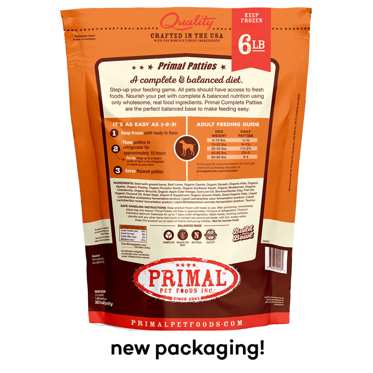 Primal Dog Raw Frozen Beef Patties