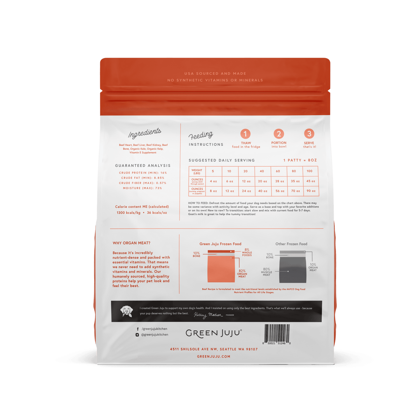 Green Juju Dog Frozen Beef Patties and Sliders