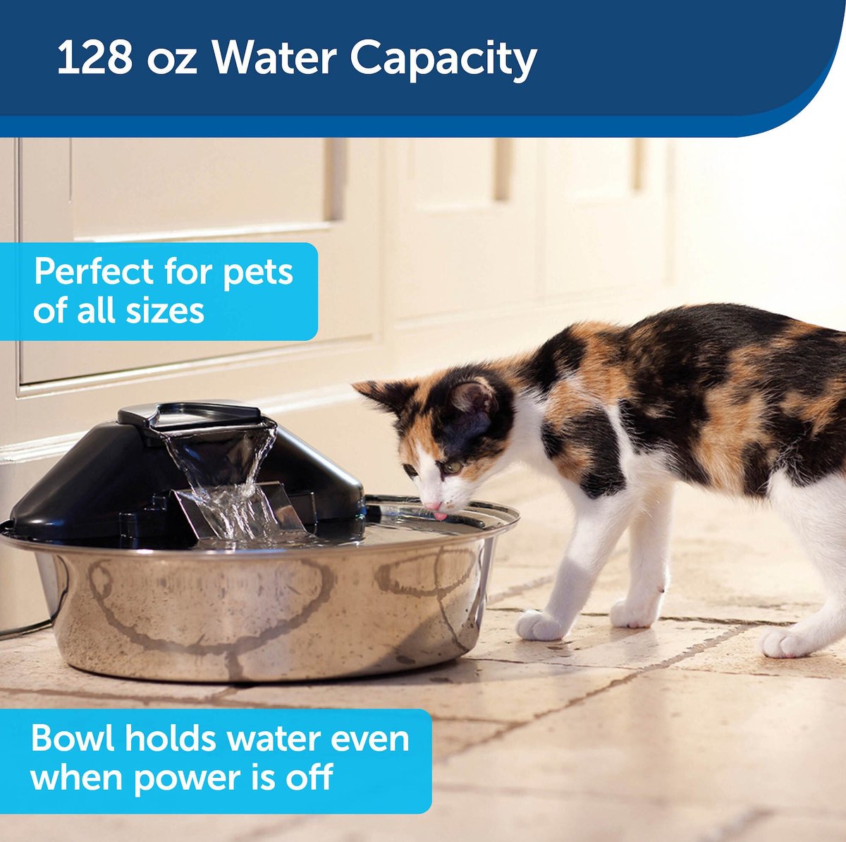 PetSafe Drinkwell Zen Stainless Steel Dog and Cat Water Fountain, 128-oz
