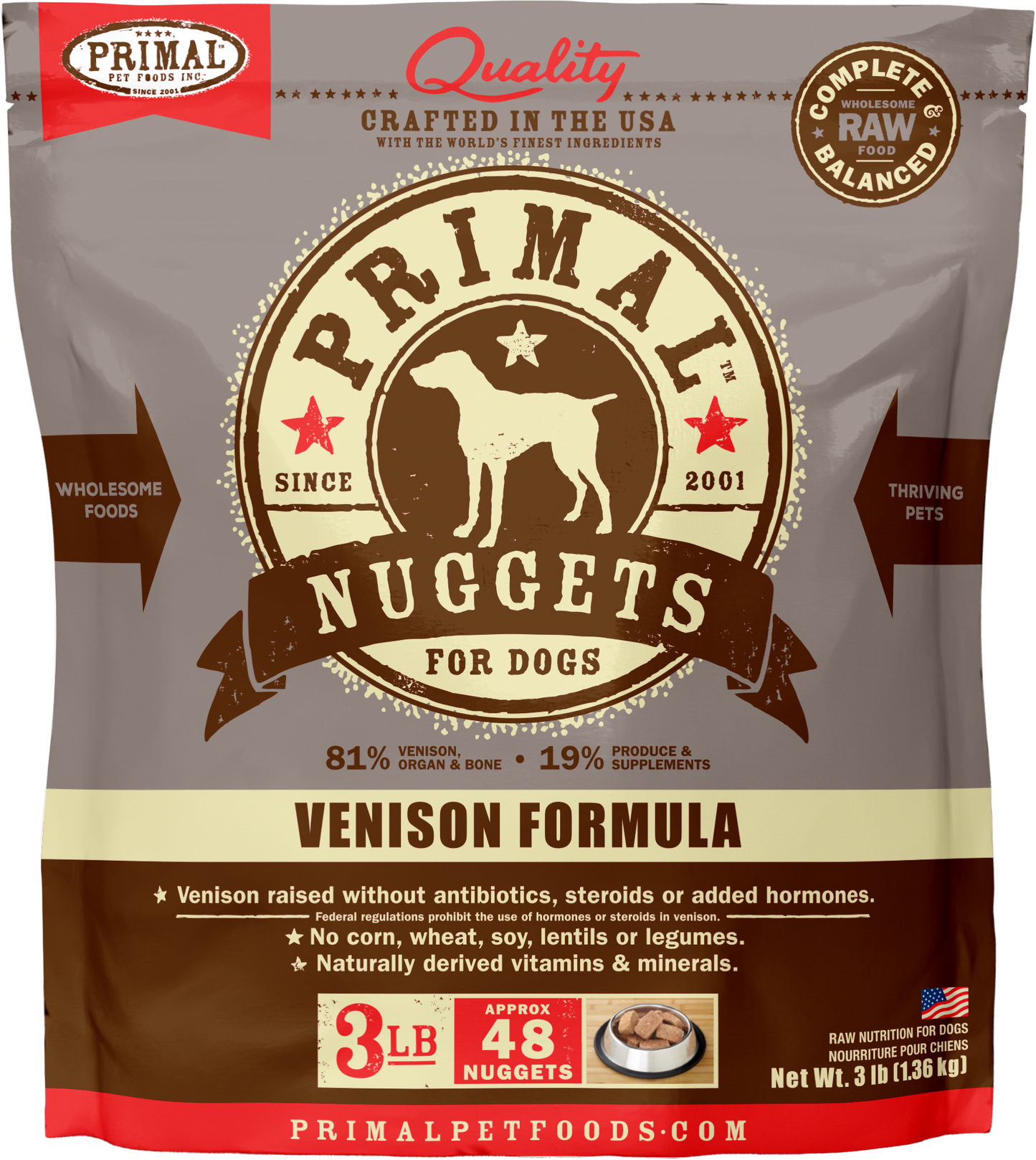 Primal Dog Raw Frozen Venison Nuggets
