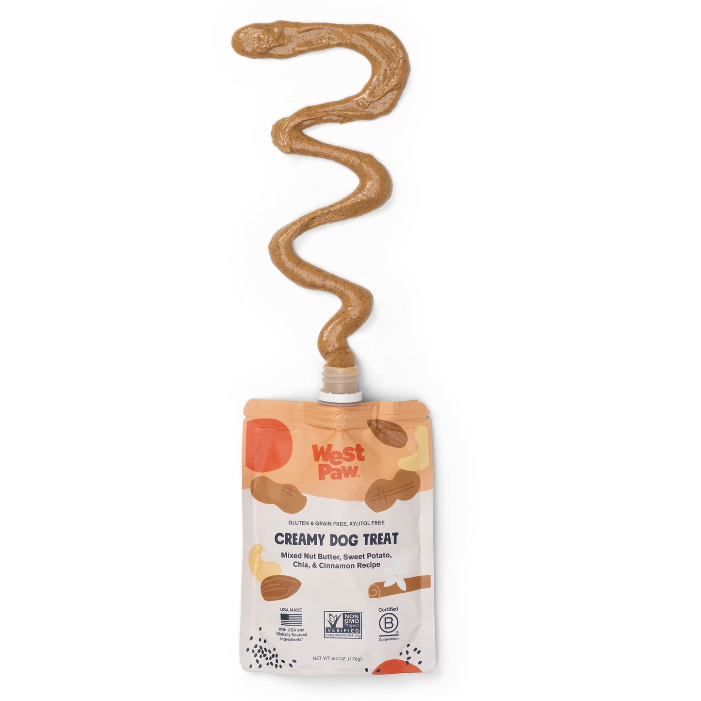 West Paw Dog Creamy Treat Pouch, Sweet Potato and Chia Seed
