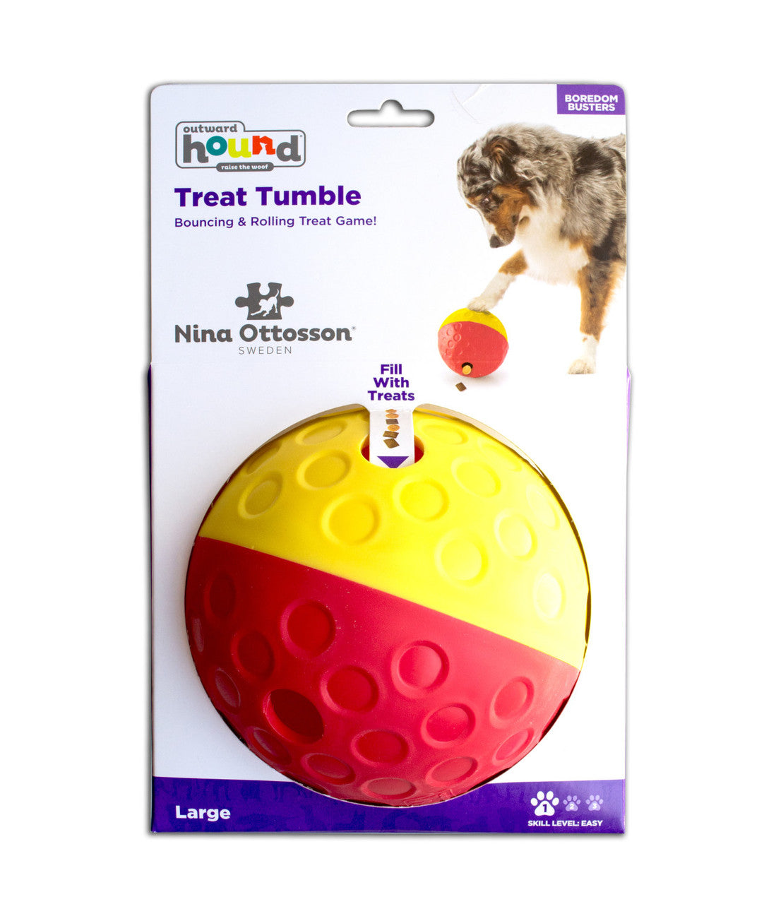 Nina Ottosson by Outward Hound Dog Treat Tumble Interactive Puzzle, Red, Large