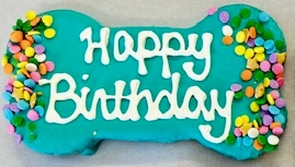Small Birthday Bone (Blue/Pink) - Lucky Biscuit