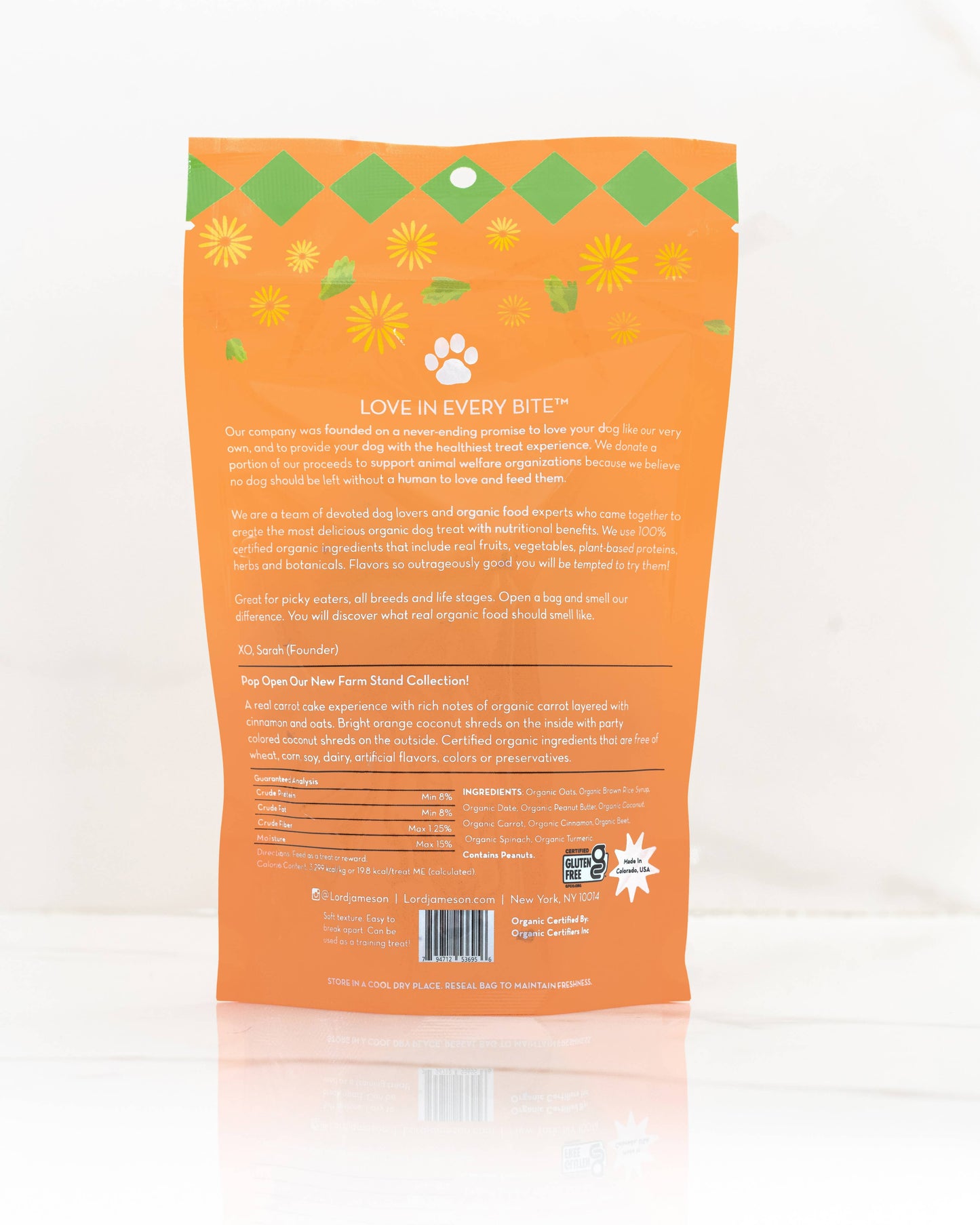 Lord Jameson Carrot Pops Organic Dog Treats 6oz