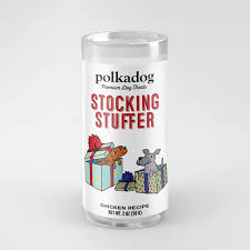 Polka Dog Holiday Mini Tube: Stocking Stuffer, Chicken Little Bits Dog Treat 2oz
