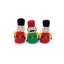 ZippyPaws Holiday Miniz Nutcrackers Plush Dog Toy 3pk