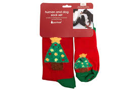 Pearhead Holiday Tree Human and Dog Sock Set 2pc