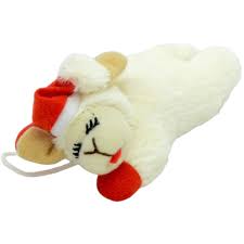 Multipet Holiday Lamb Chop w/ Santa Hat Cat Toy 4"