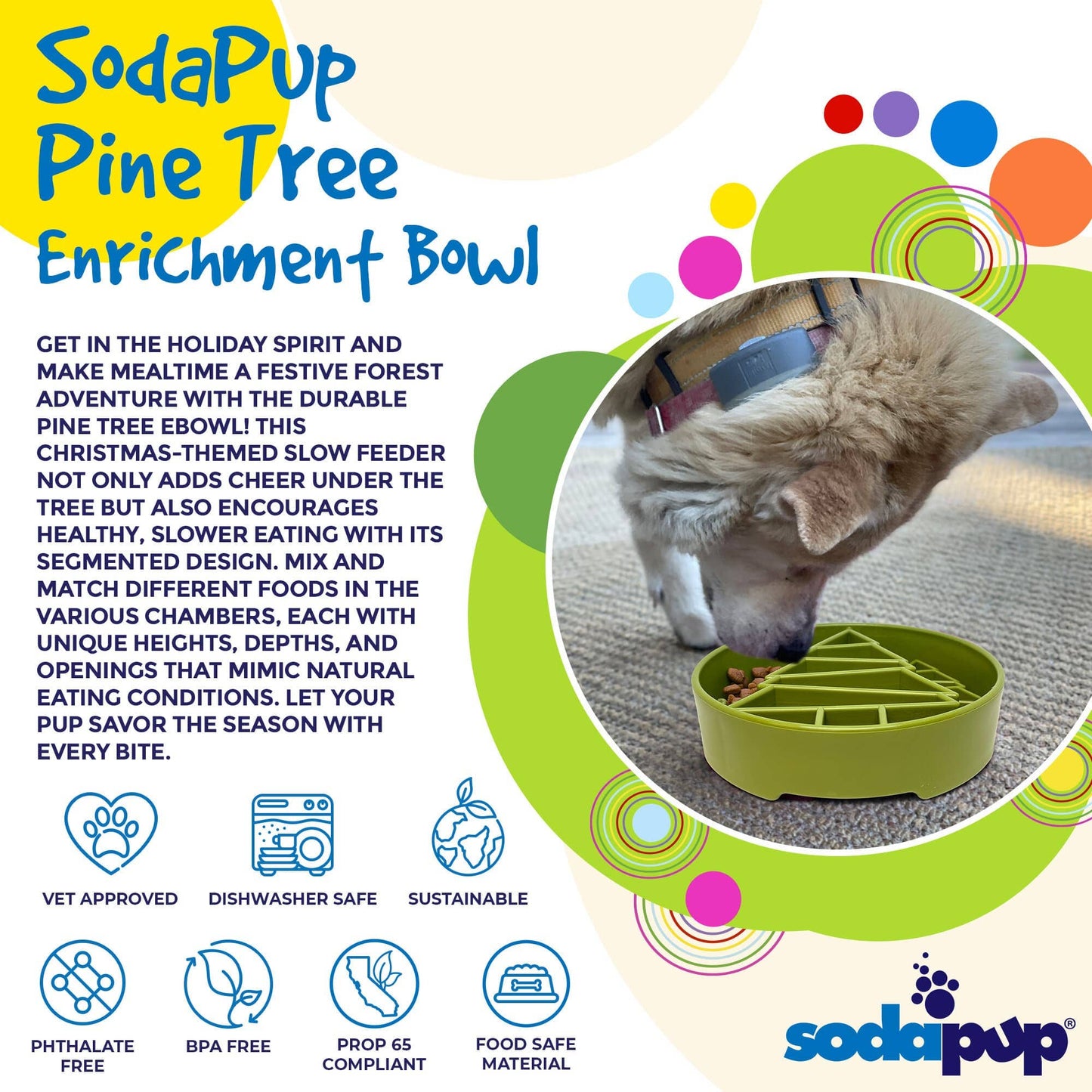 SodaPup Slow Feeder Bowl, Pine Tree