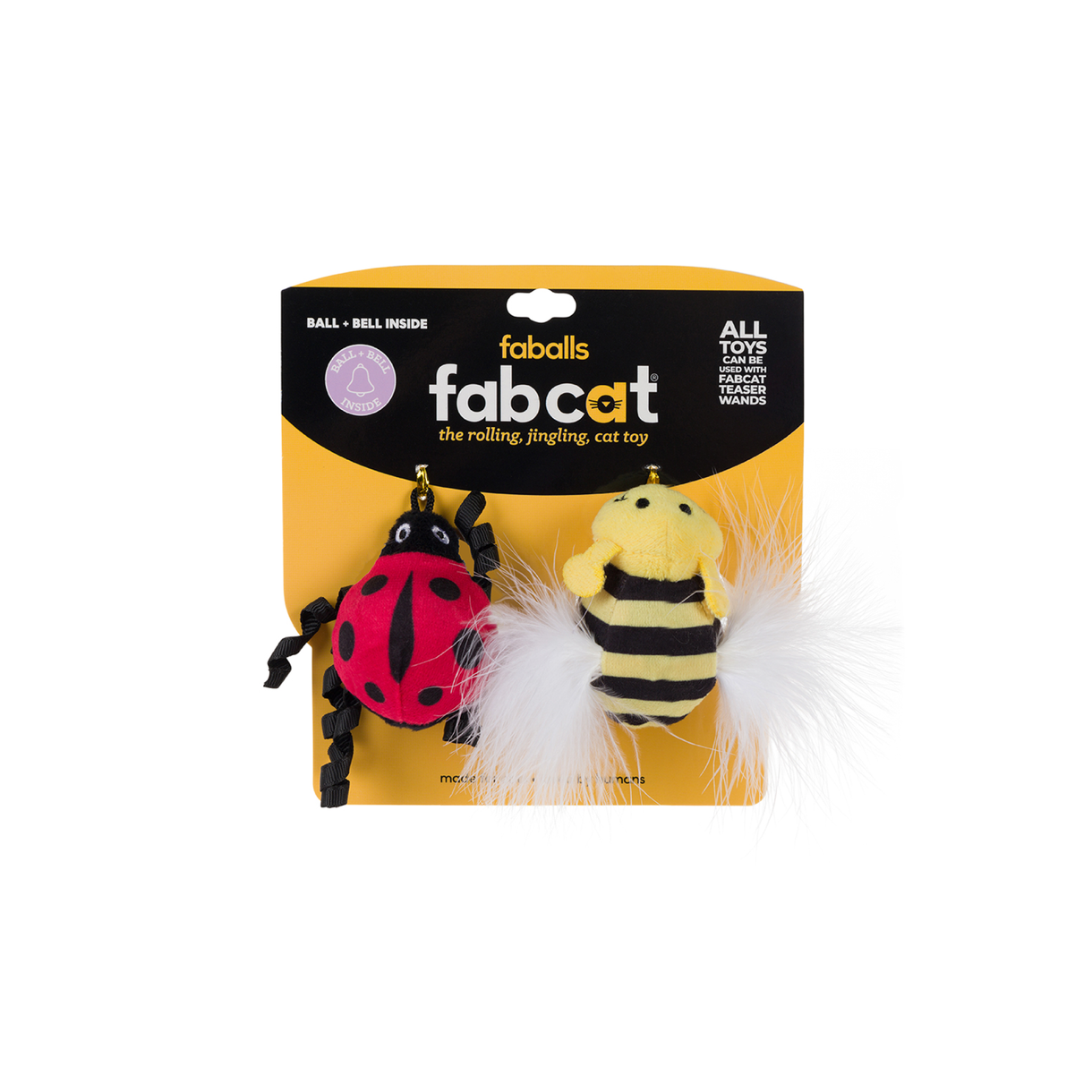 Fabcat Faball Ladybug/Bee 2-Pack Cat Toy