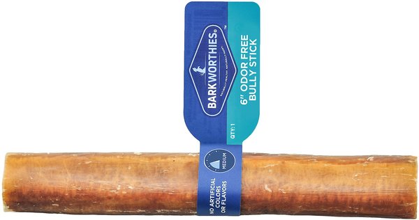 Barkworthies Odor-Free Standard Bully Sticks Dog Treat, 6 inch