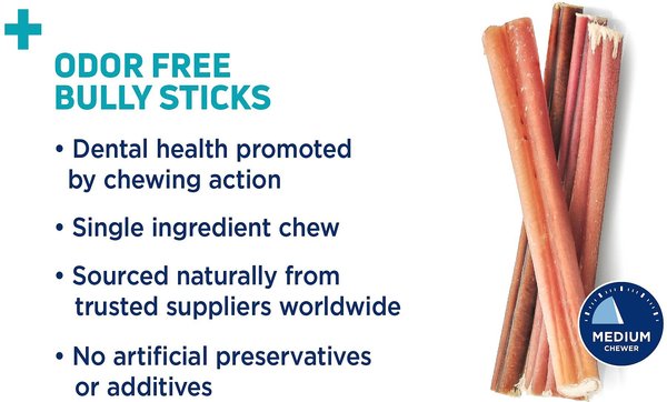 Barkworthies Odor-Free Standard Bully Sticks Dog Treat, 6 inch
