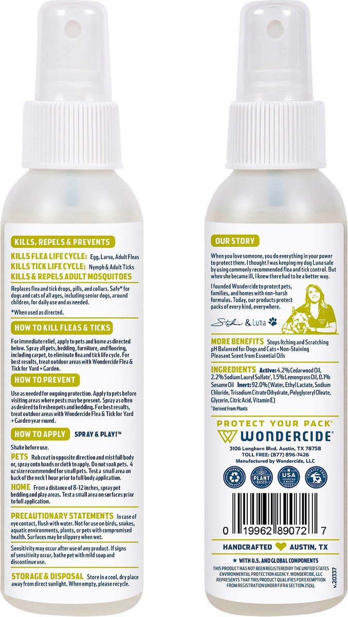 Wondercide Lemongrass and Essential Oils Home, Flea and Tick Spray for Dogs and Cats