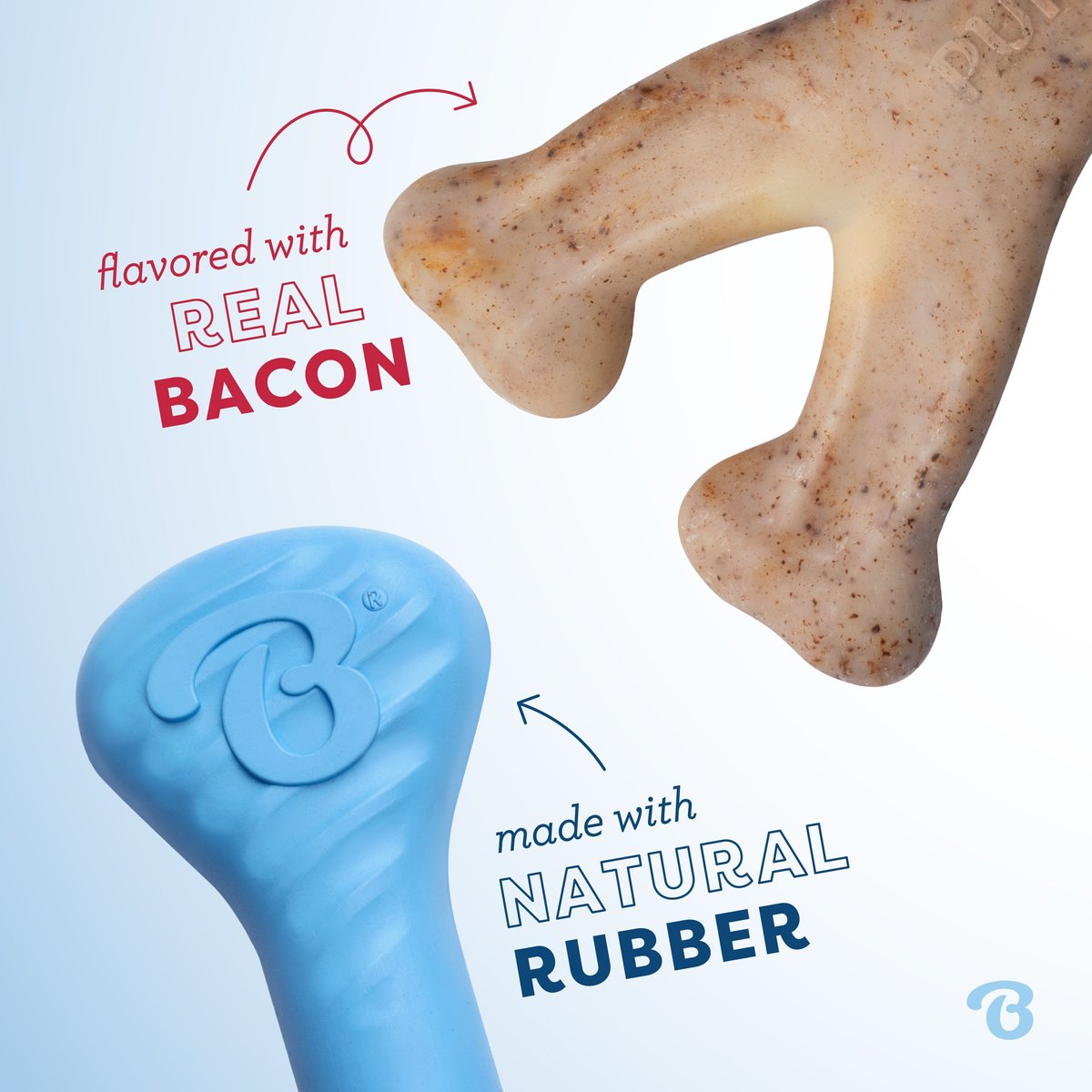 Benebone Rubber Bone/Wishbone Bacon Puppy Chew Toy (2-Pack)