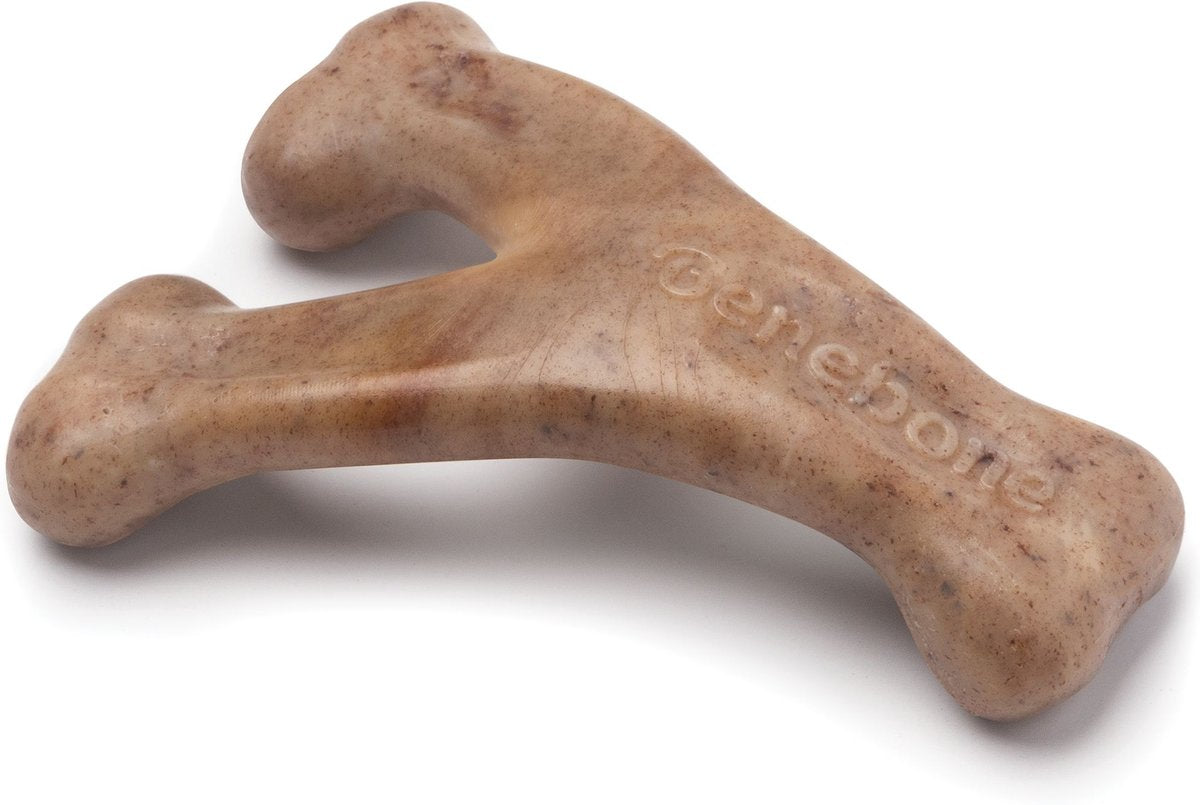 Benebone Rubber Bone/Wishbone Bacon Puppy Chew Toy (2-Pack)