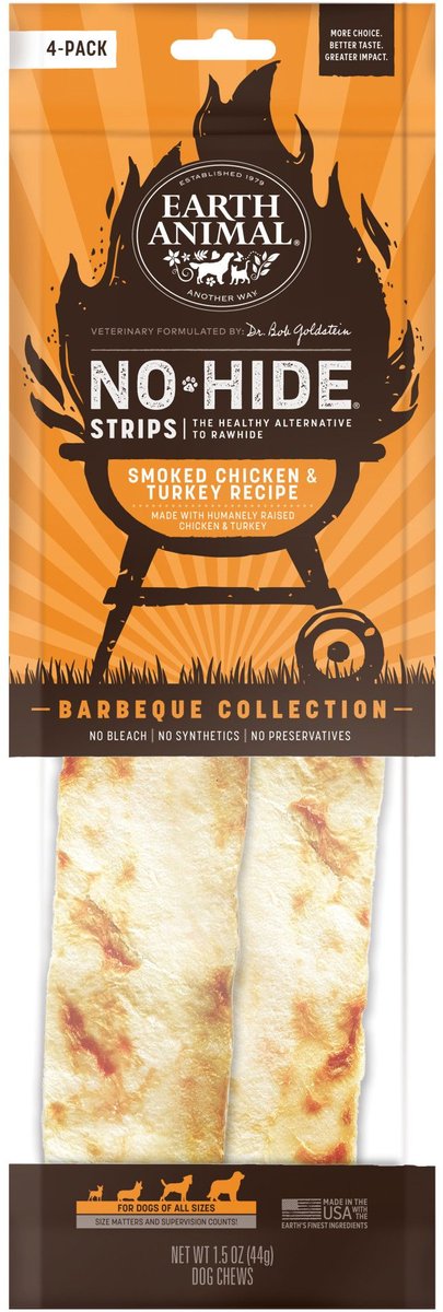 Earth Animal No-Hide Barbeque Dog Chew Strip (4 pack)
