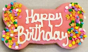 Small Birthday Bone (Blue/Pink) - Lucky Biscuit