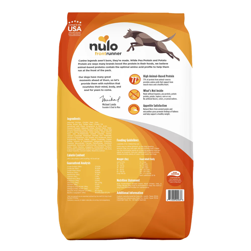 Nulo Dog Frontrunner Ancient Grains Chicken, Oats and Turkey Dry Food