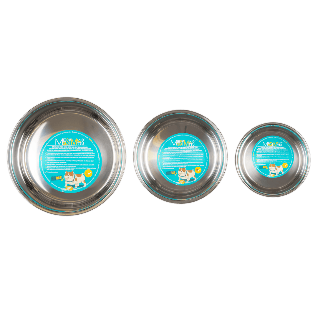 Messy Mutts Heavy Gauge Stainless Steel Dog Bowl with Non-Slip Base
