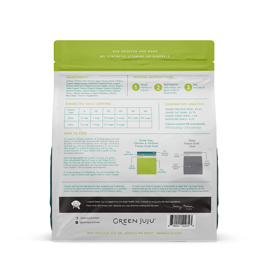 Green Juju Extras Chicken & Sardine Complete & Balanced Freeze-Dried Meal