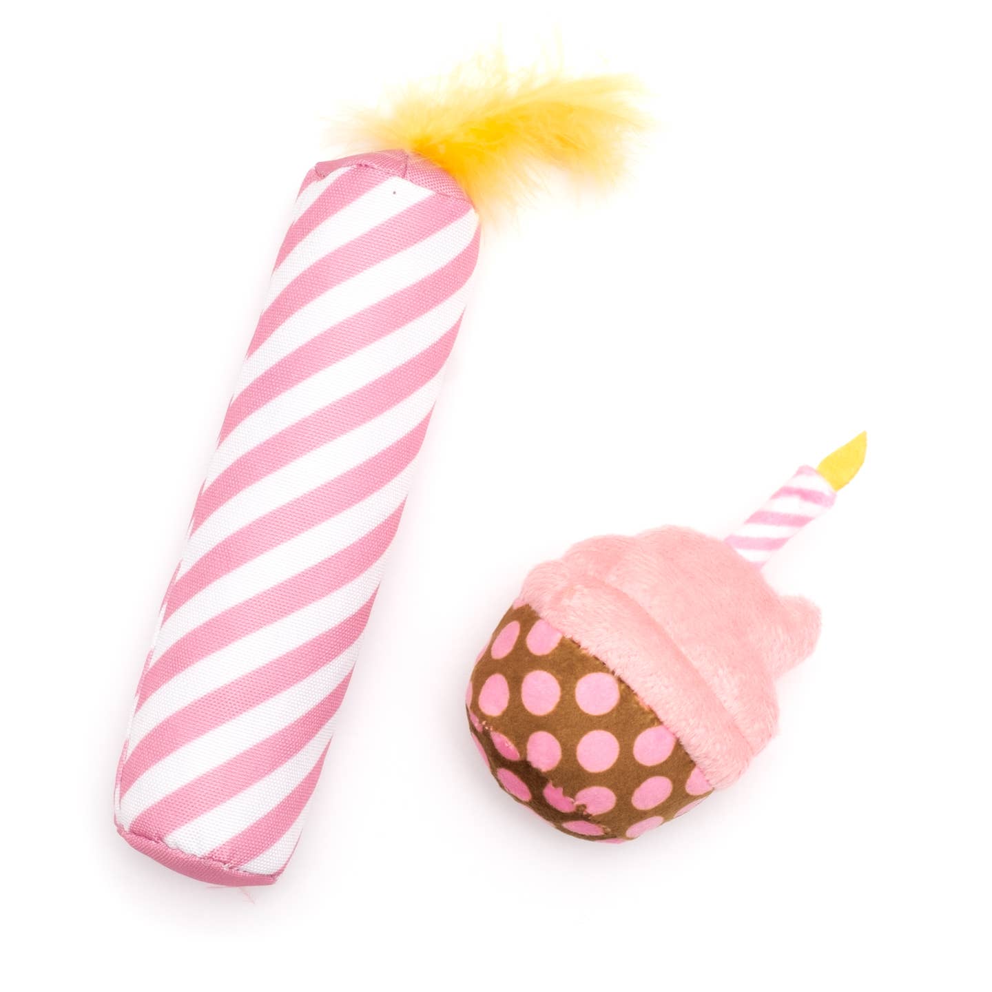 The Worthy Dog - Birthday Cupcake and Candle Cat Toy Set