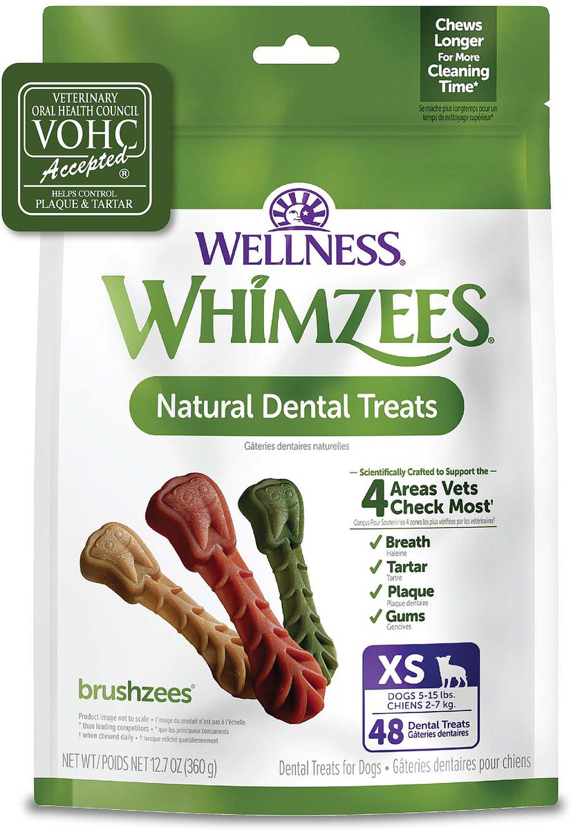 WHIMZEES by Wellness Brushzees Natural Grain-Free Dental Dog Treats, Extra Small