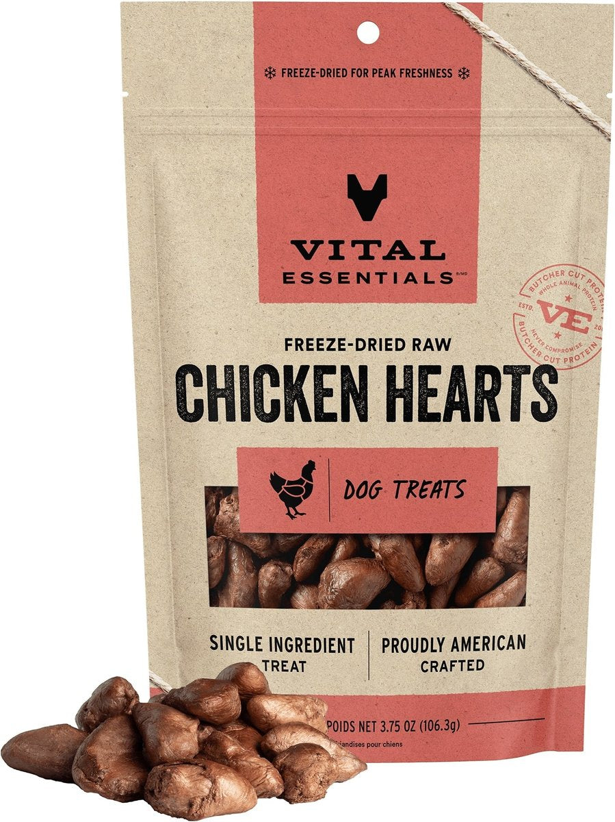 Vital Essentials Chicken Hearts Freeze-Dried Raw Dog Treats