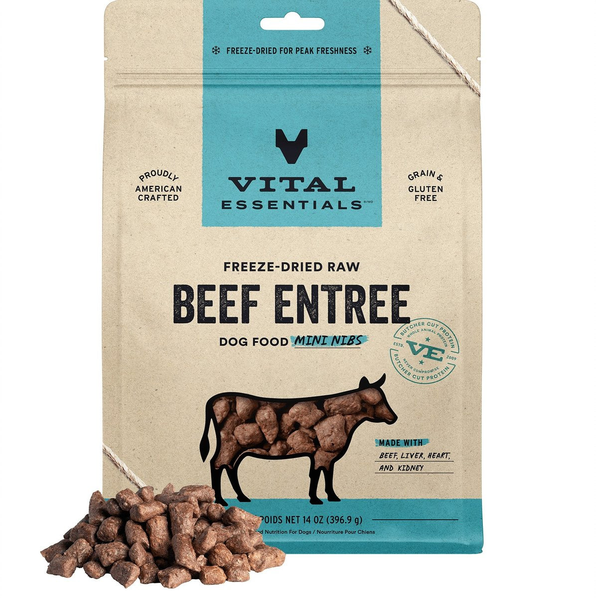 Vital Essentials Freeze-Dried Raw Beef Entree Mini Nibs Dog Food