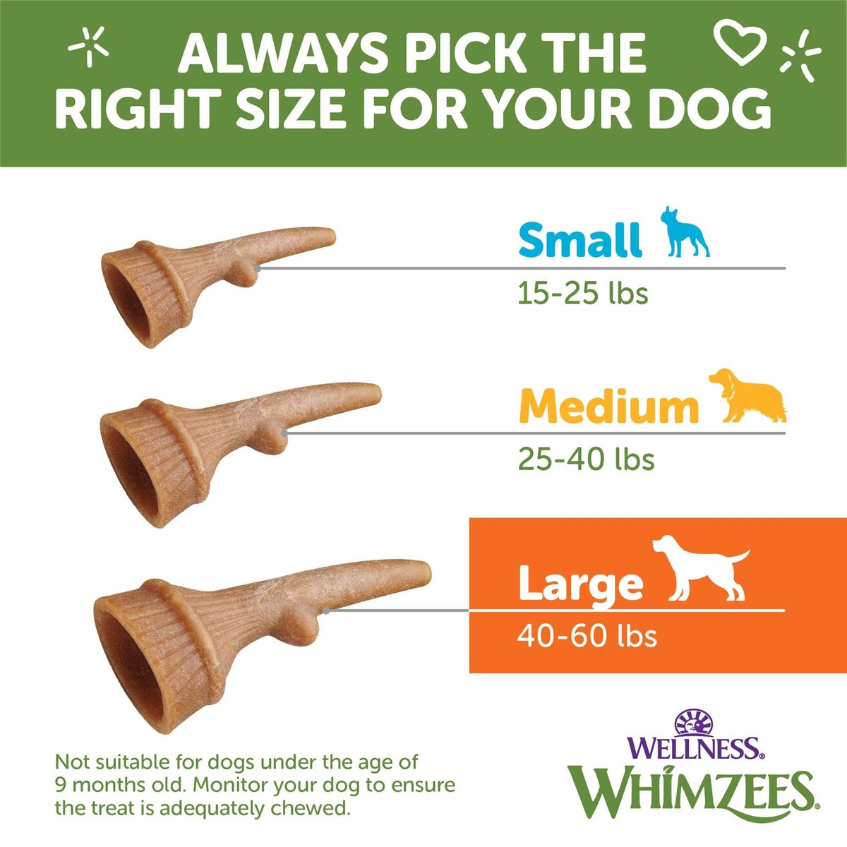 WHIMZEES by Wellness Occupy Antler Dental Chews Natural Grain-Free Dental Dog Treats, Large