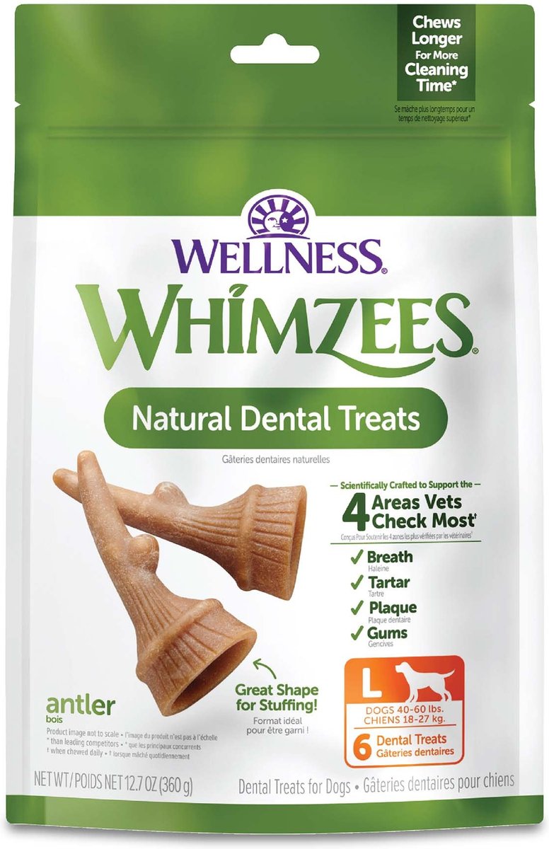 WHIMZEES by Wellness Occupy Antler Dental Chews Natural Grain-Free Dental Dog Treats, Large